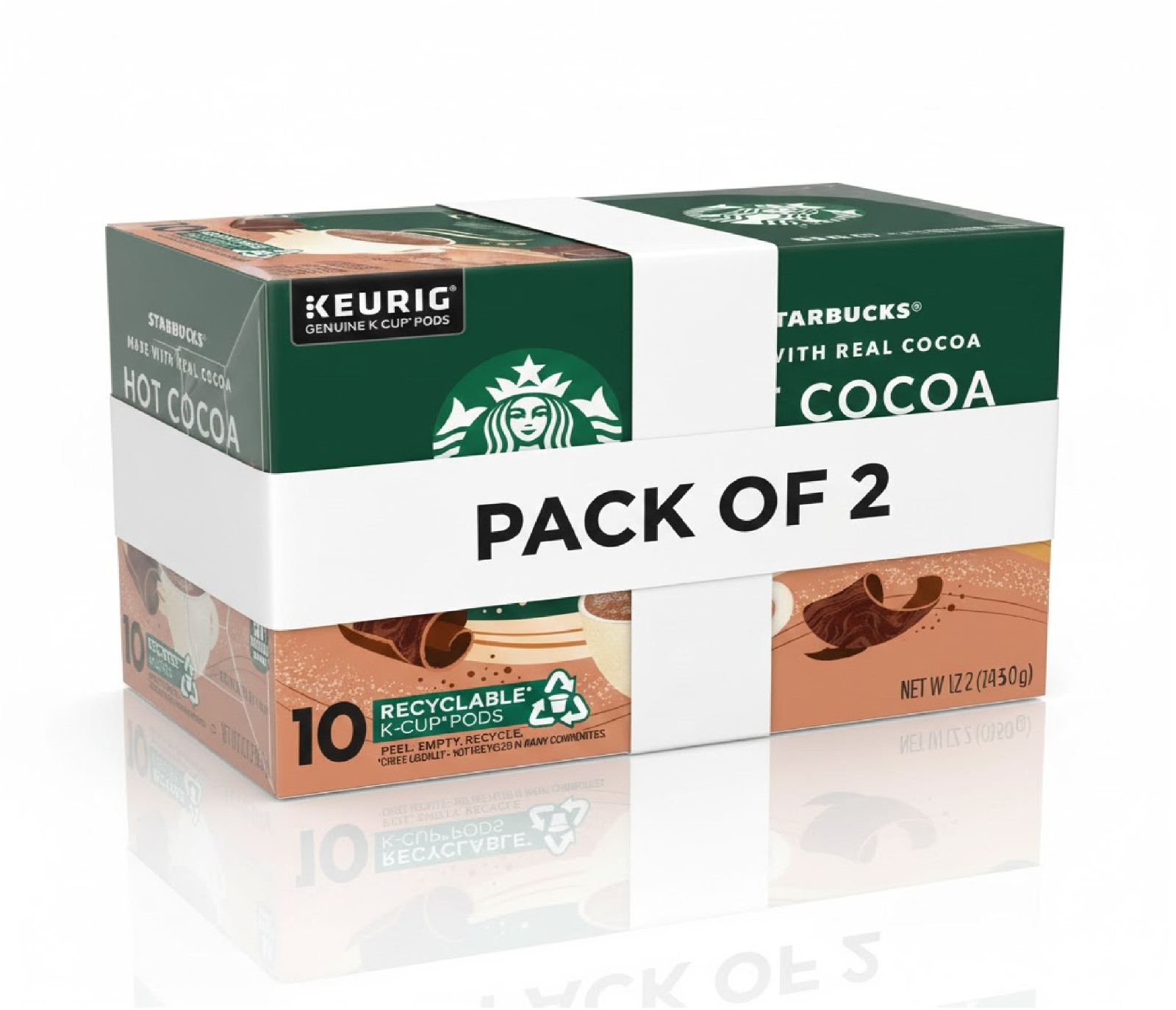 2 pack Starbucks Coffee K-Cup Pods, Naturally Flavored Hot Cocoa 10 Pods NEW