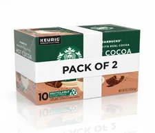 2 pack Starbucks Coffee K-Cup Pods, Naturally Flavored Hot Cocoa 10 Pods NEW