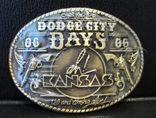 Dodge City Days Ah Kansas 125 and Coming Alive 1986 Brass Belt Buckle 118/500