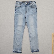 Pilcro Anthropologie Jeans High Rise Cigarette Women's Sz 32 Lightwash Frey Hem