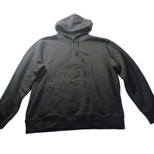 Reebok Pullover Hoodie Men's 2XL Gray Logo Athletic Casual Streetwear Retro
