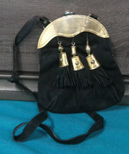 Vintage Black Evening Bag Gold Frame Tassel Clasp Purse Shoulder Strap 9  