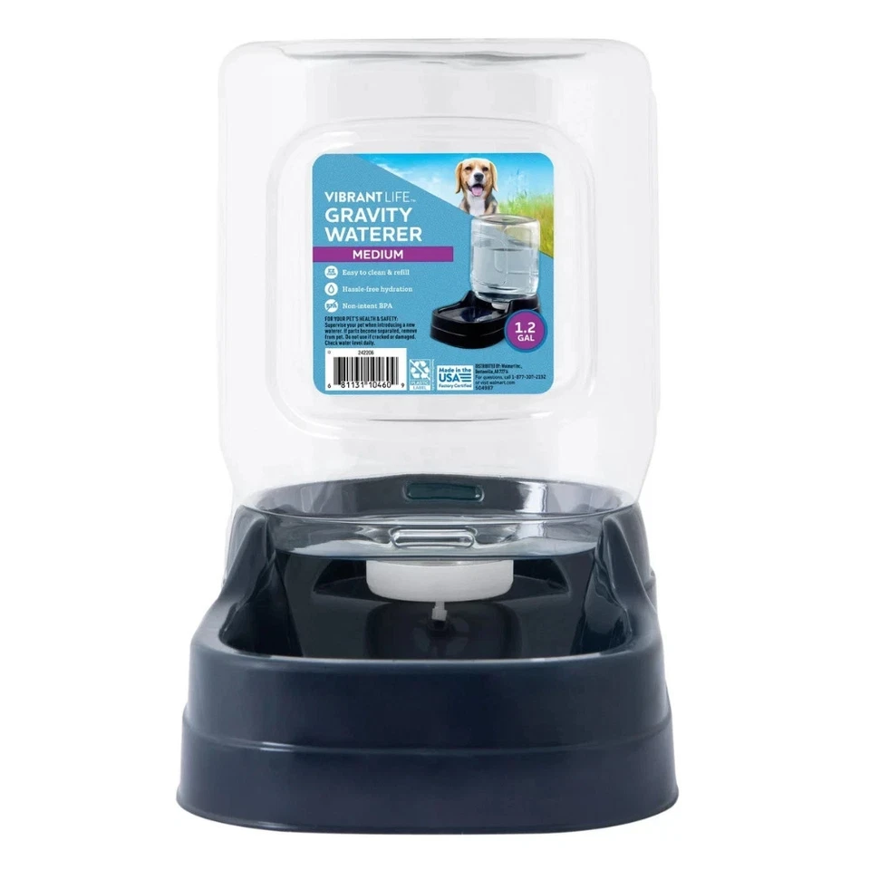 1.2 Gal Pet Dog Cat Waterer Automatic Dispenser Drink Water Gravity Large Bowl - Image 2 of 4