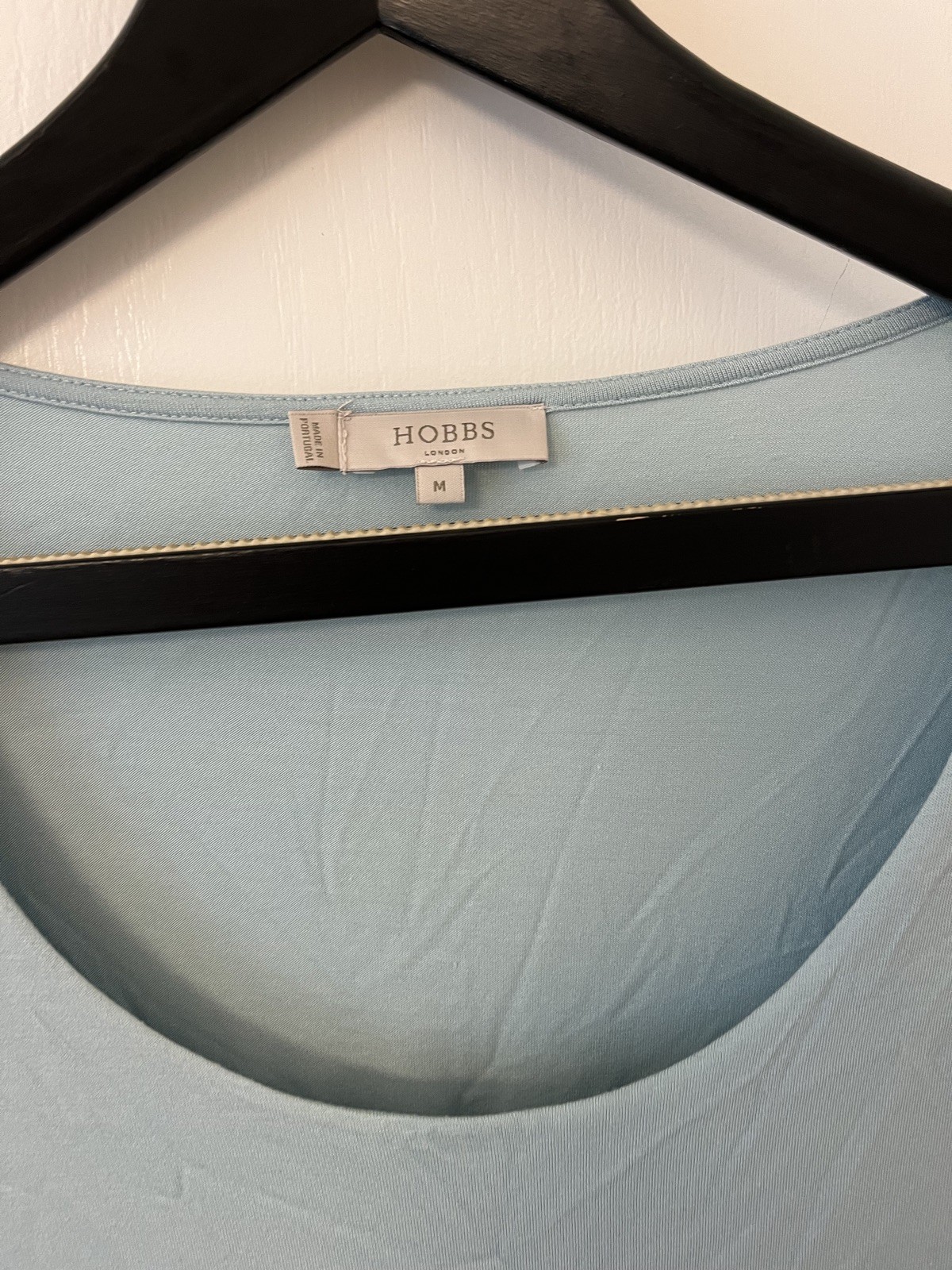 HOBBS 3/4 Sleeve Double Layer Jersey Top Scoop Neck Size M Blue