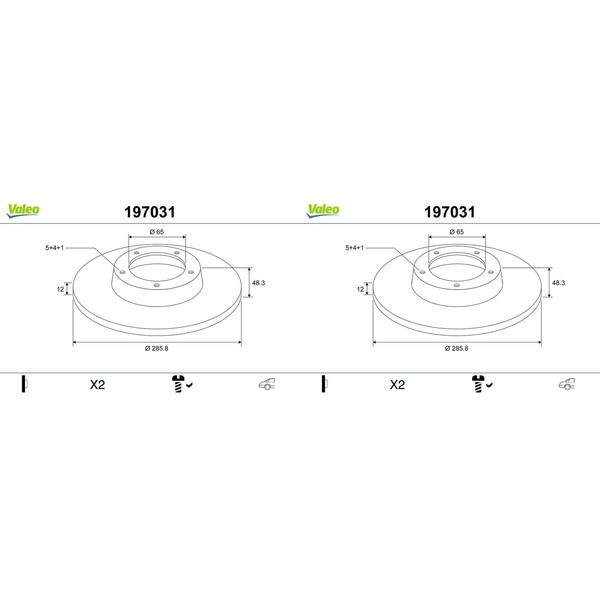 2X Valeo Bremsscheiben 282Mm Voll Hinten Passend FüR Audi A3 Q3 Seat Alhambra AL-image