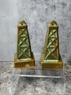 Frankoma OIL DERRICK Salt Pepper Shaker Set Prairie green - ADA Clay