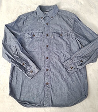 Carhartt Mens M Chambray Button Up Work Shirt Long Sleeve Relaxed Fit Classic