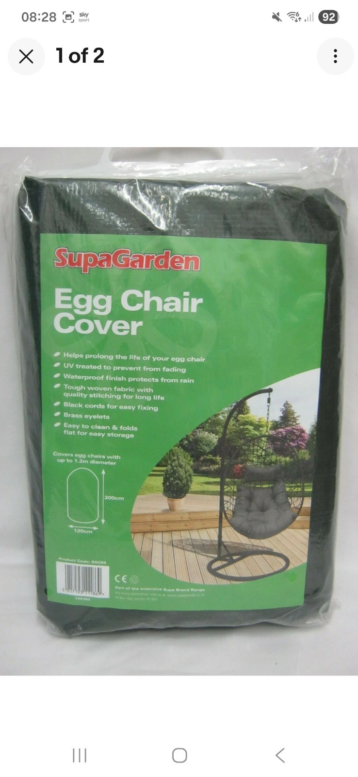 Supagarden Egg Chair Cover Green 1.2M X 2.0M SGC85