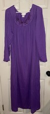 Vintage Shadowline Nightgown 2x Purple Nylon Long Sleeve Embroidery