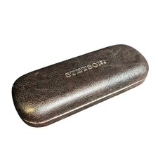 Vintage Stetson Dark Brown Hard Shell Clamshell Eyeglasses Case Felt Lining