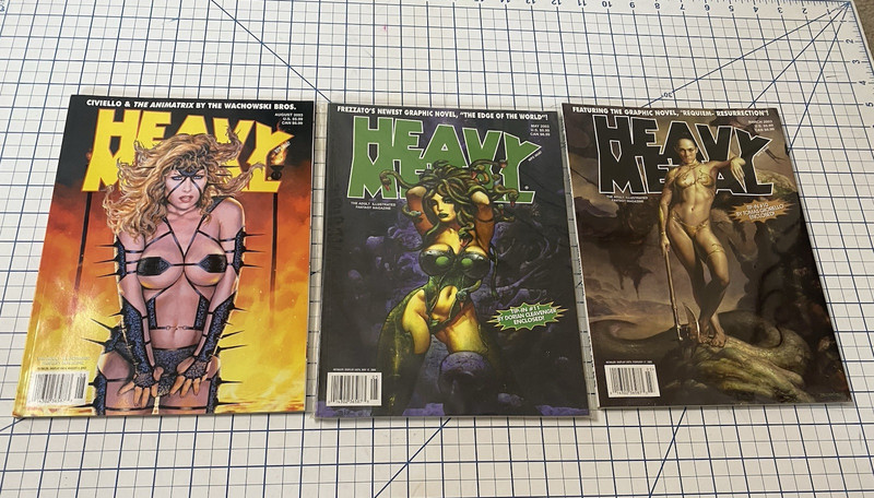 3-Heavy Metal Magazines 2003 March May August Comic Fantasy RARE Wachowski Bros