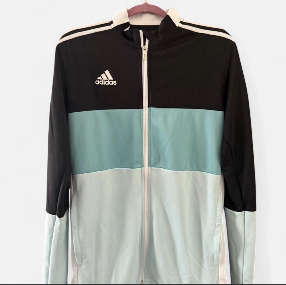 adidas Primegreen Men's Track Jacket Colorblock Black Light Blue