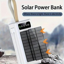 70000mAh Solar Power Bank LCD LED Portable External Battery Fast Charging