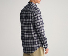 GANT Men's Navy Long Sleeve Check Regular Fit 100 Cotton Shirt Size M 3220071