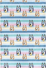 Multi-Color Bluey and Bingo Fleece Throw Blanket 46" x 60" Gift for Kids