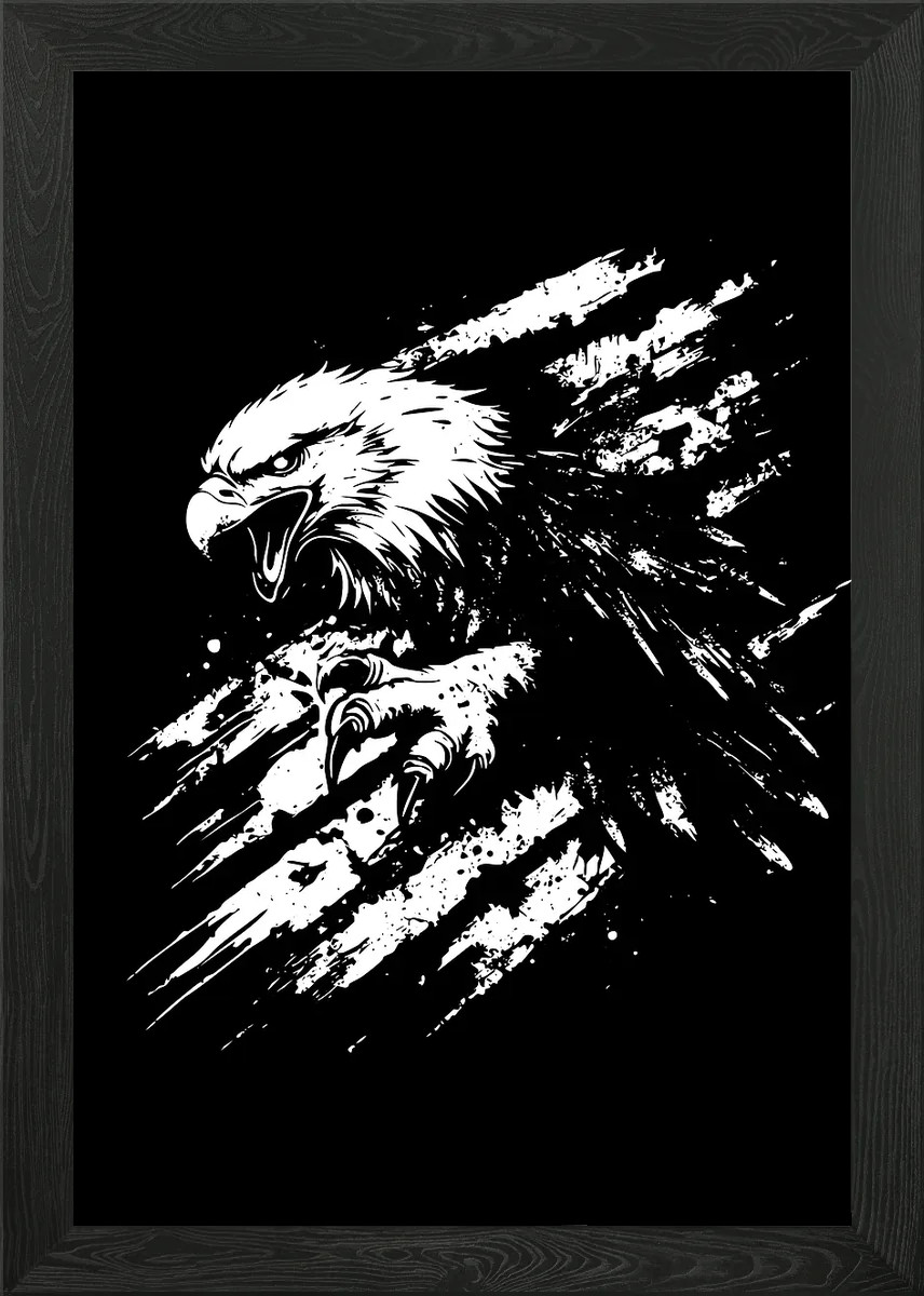 Póster arte de pared enmarcado diseño gráfico blanco y negro águila lienzo impresión cuadro