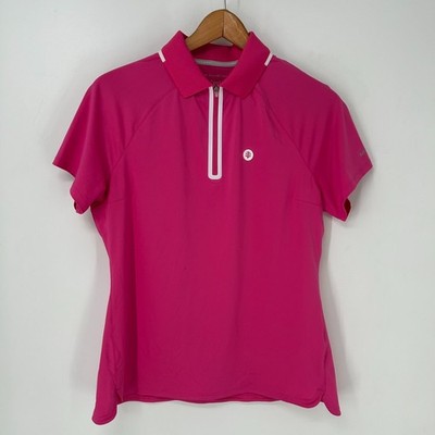 Coolibar Shirt Womens Medium Pink UPF 50+ Double Eagle Golf Polo Short Sleeve