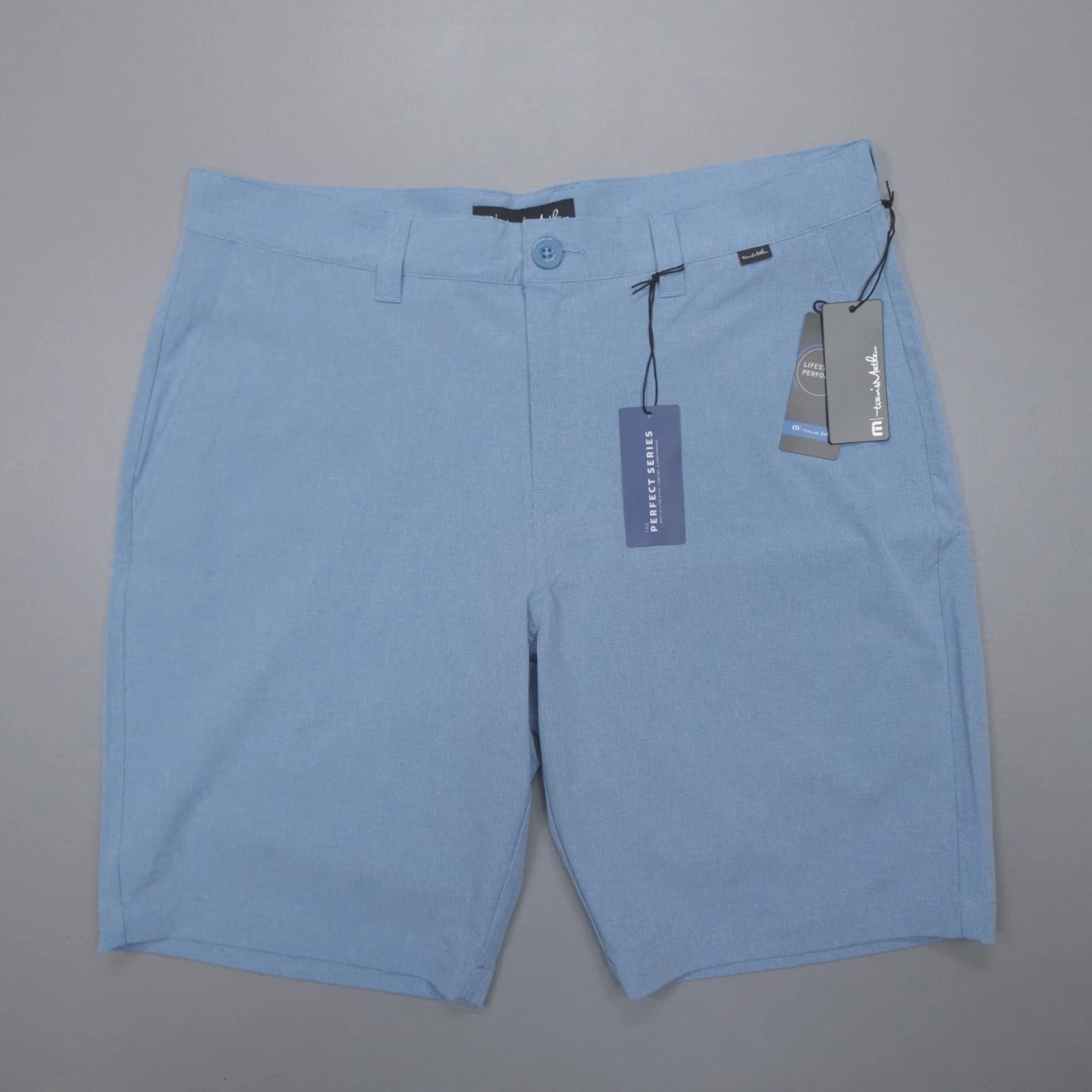 Travis Mathew Mens Beck Shorts Blue Performance Golf Lightweight Stretch Comfort