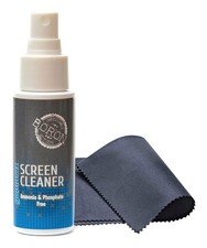Screen Cleaner Spray Bottle with Clear, light-colored microfiber cloth