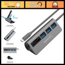 5-in-1 USB-C Hub, SD  TF Card Reader, 3 USB 3.0 Ports, Portable for Mac  Windo