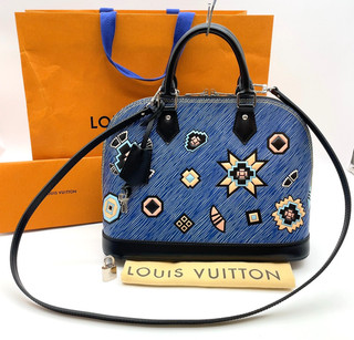 Auth Louis Vuitton Epi Denim Alma PM M50835 Blue 2 Way Bag W/Lock/Strap NS061606