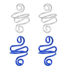 Crochet Ring, Crochet Finger Tension Loops 4Pcs Silver/Blue