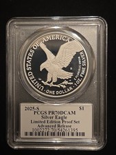 2025-s Limited Edition Proof Silver Eagle Pcgs Pr70 Ar Damstra - Ready To Ship