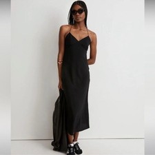Madewell Layton Midi Slip Dress Size 2 in Black NWT