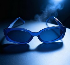 Blue Translucent Oval Sunglasses   Retro 90s ...