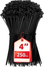 250 Pack 4 Inch Nylon Zip Ties Self Locking Cable Ties for Home Garden Garage