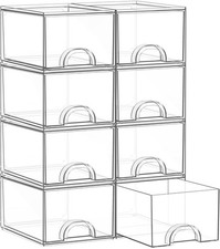 Clear Stackable Acrylic Storage Drawers for Makeup Desk Organizer 8 Pack