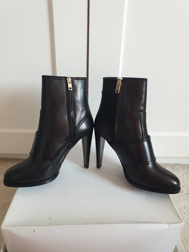 BNIB Burberry Portesham Black Buckle 110mm Platform Ankle Boots Heeled UK 7 EU40 - Picture 9 of 17