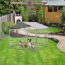 Outdoor Dog Crate Kennel Pet Pen with UV-Resistant Waterproof Roof Cover Metal