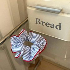 Striped Elastic Hair Scrunchies – Red and Blue Fabric Accessories for Women