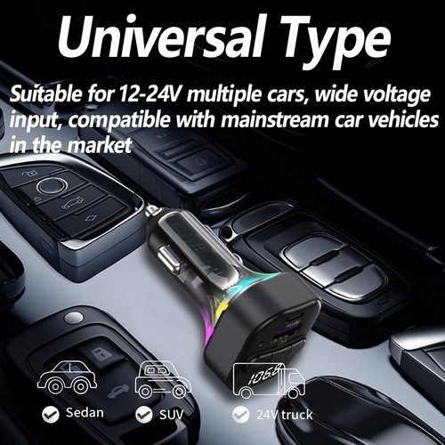 Transmetteur FM Bluetooth 5.3 pour Voiture, Adaptateur Voiture Bluetooth avec PD (30W) Type-C - Photo 8/8