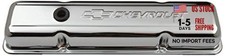 141-102 SBC Chrome Bowtie Valve Cover - Short with Baffle