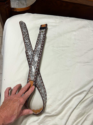 Western Tooled Leather Wildlife Belt   Never Worn, adjustable, no buckle 