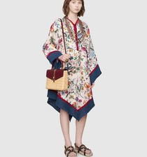 GUCCI DRESS LINEN FLORA PRINT KIMONO STYLE ASYMMETRIC SKIRT $2,890 sz 36 US 0