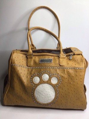 House Of Dog Faux Leather Embellished Pet Carrier 16 x11 x9.5  Preowned