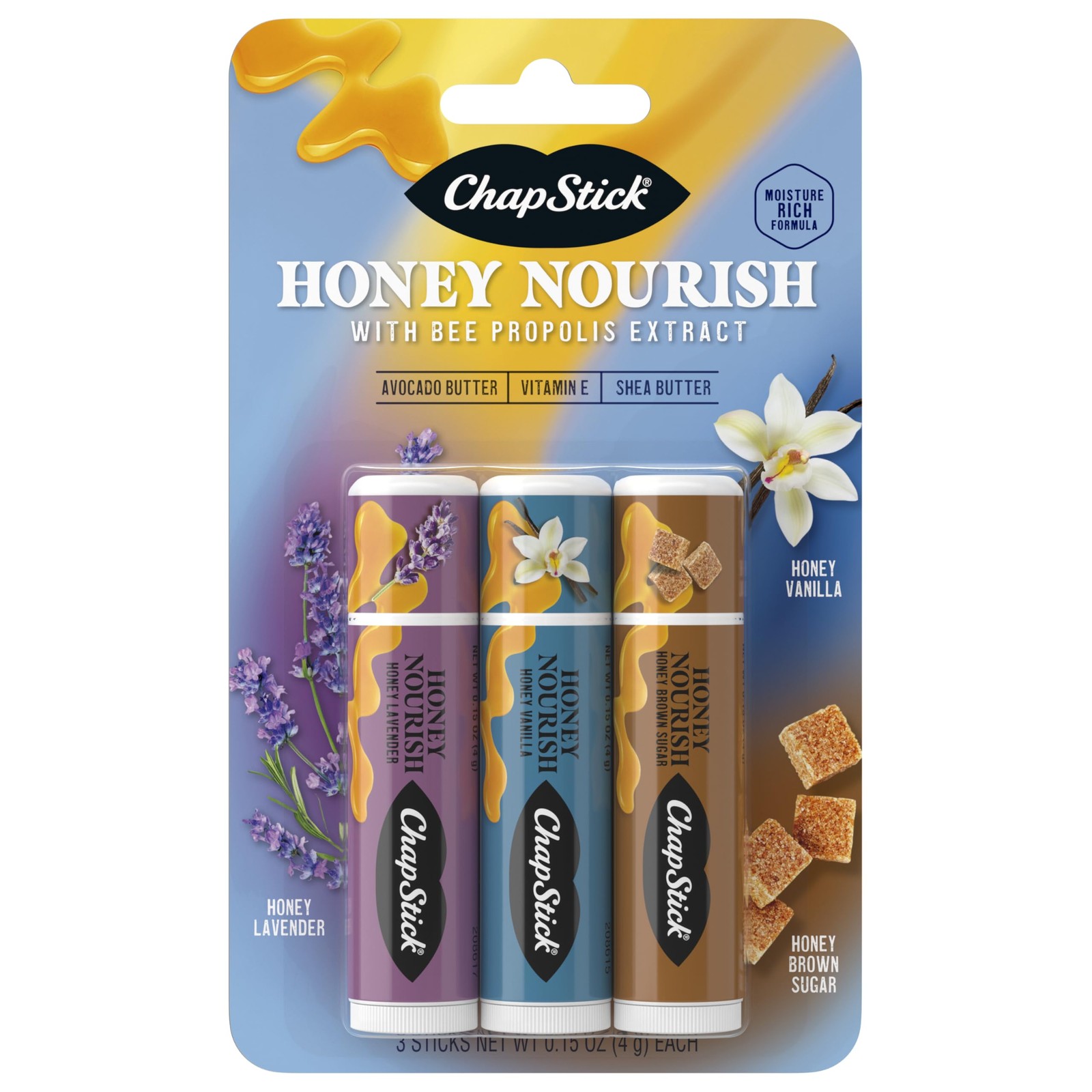 ChapStick Lip Balm Honey Nourish, Moisturizing Formula with Shea Butter and