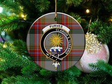 Purves Clan Scottish Tartan Crest Ceramic Ornament