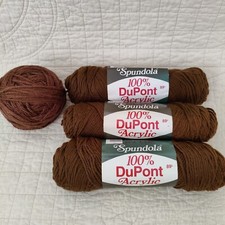 3 New Spundola DuPont Walnut Brown 605 Medium Weight 4 Yarn 85g 3oz Skeins