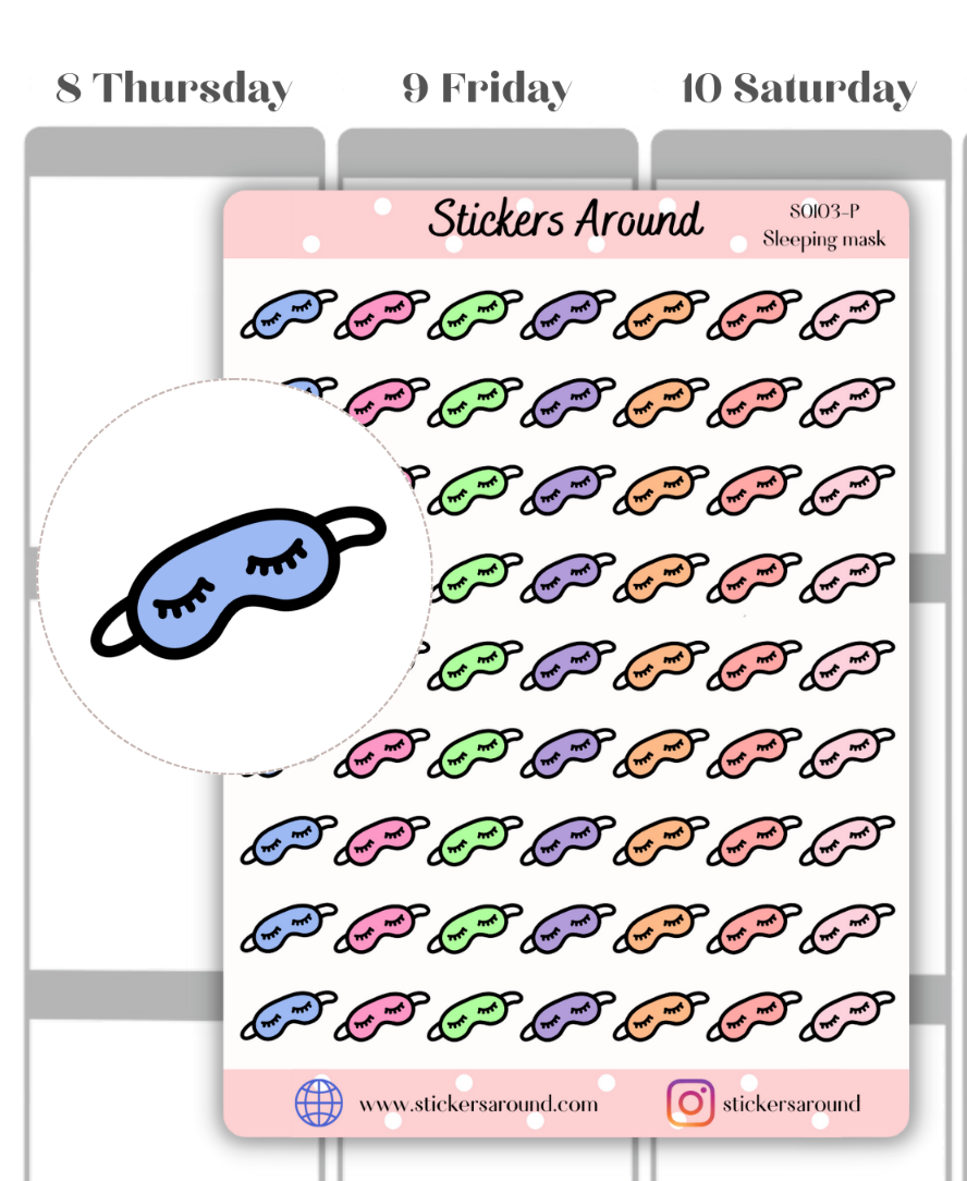 Pastel Eye Mask Planner Sticker, Sleeping Mask Sticker, Sleep In Mask Sticker-image