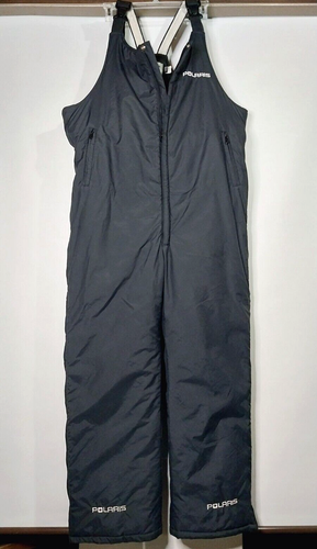 Vintage Polaris Black Snowmobile Thermolite Bib Overalls Made in Canada Mens 2XL