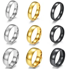 3 Pcs Women Men High Polished Ring Simple Plain Wedding Band Gift Comfort Fit