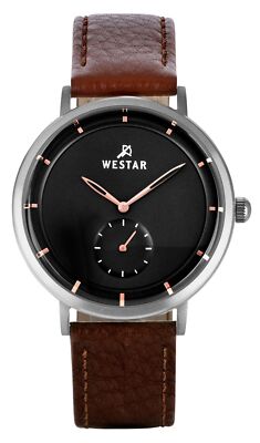 Westar-Profil Lederarmband Schwarz Zifferblatt Quarz 50246STN623 50M Herrenuhr
