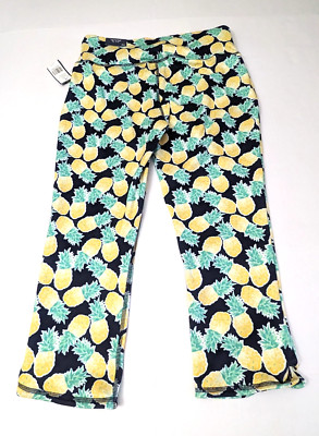 Crown & Ivy Women's Mid-Rise Pineapple 3/4 Legging Size M NWT