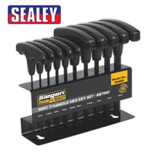 Sealey S0466 Siegen T-Handle Hex Allen Key Set with Wall Rack 10pc Metric Allan