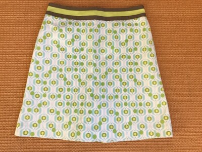 Skirt geometric turquoise lime green white Size S 97% cotton 3% spandex