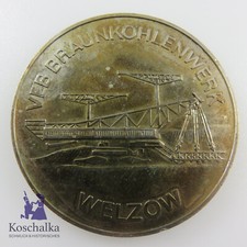 DDR Bergbau Medaille Plakette VEB Braunkohlenwerk WELZOW (12424EB)